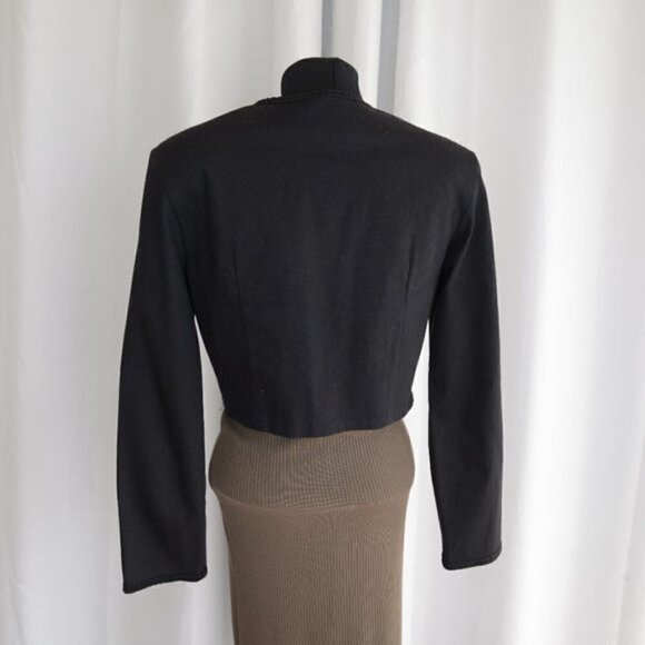 Vintage Black Cropped Pearl Button Blazer Sz M - Picture 3 of 8